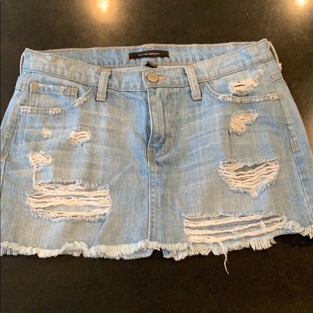 Flying Monkey Ripped Jean Skirt